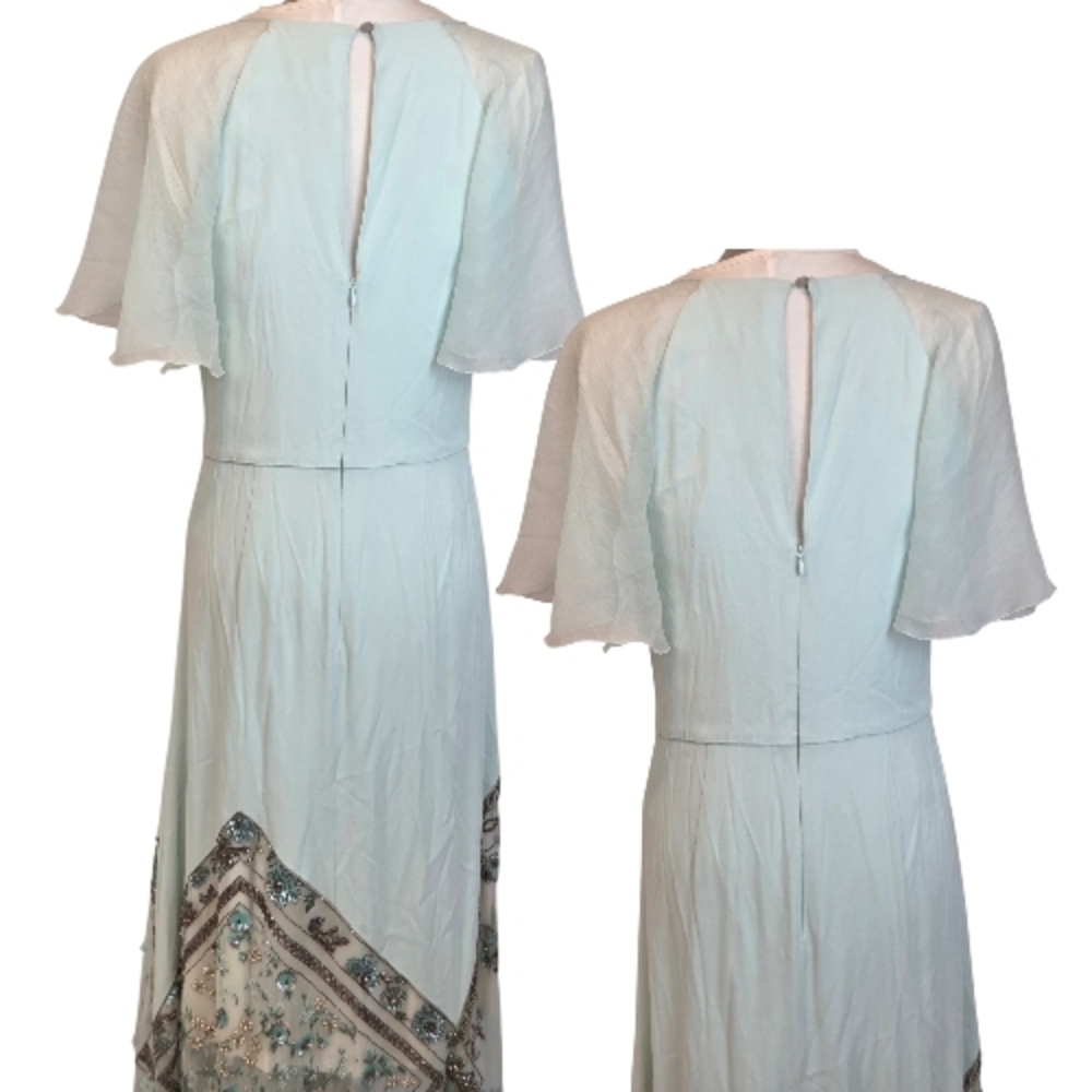 Blumarine Beaded Embroidered Aqua Gown • Made in Italy Sheer Floral Maxi Dress - Picture 7 of 15